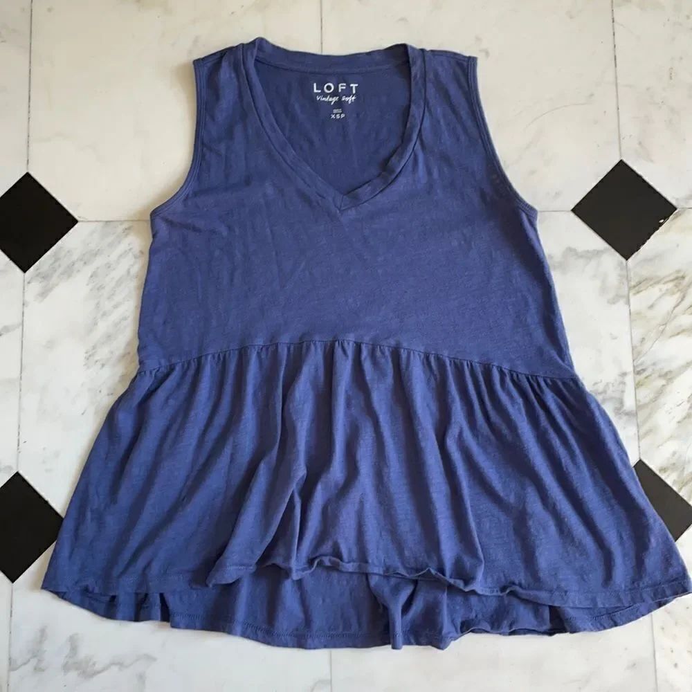 LOFT Vintage Soft V-neck Peplum Tank